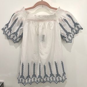 Only Eyelet Trim Top, White, Size Small, NWT